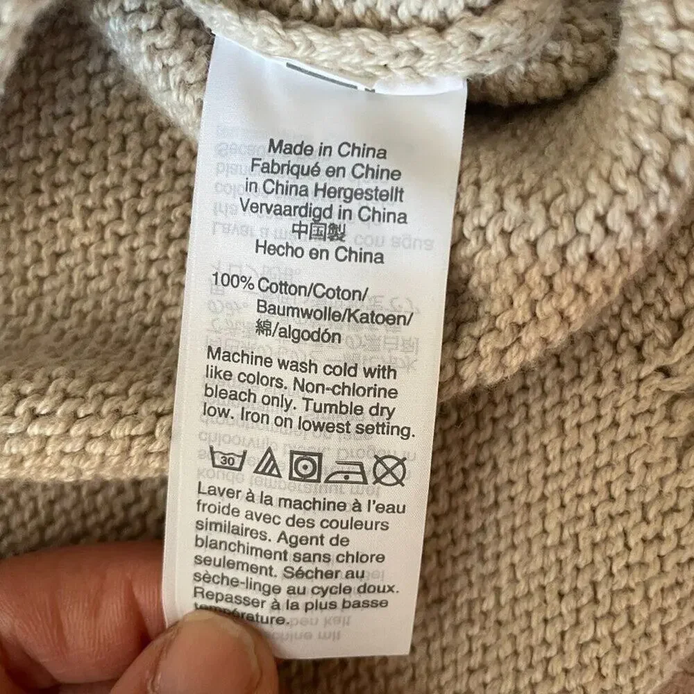 J.Crew Scalloped-Hem Sweater Ivory Size Small Cotton